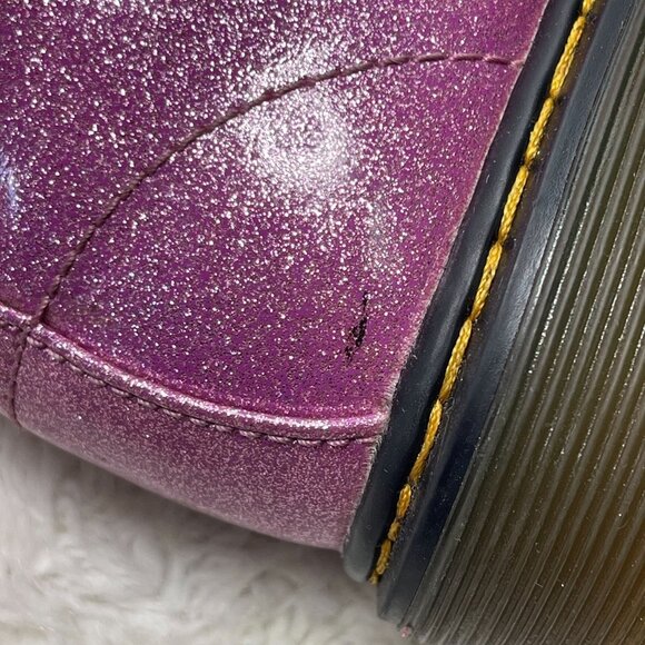 Dr. Martens Kid's #1460 Glitter Purple Patent Leather Boots Shoes Size 2 US - Picture 7 of 10